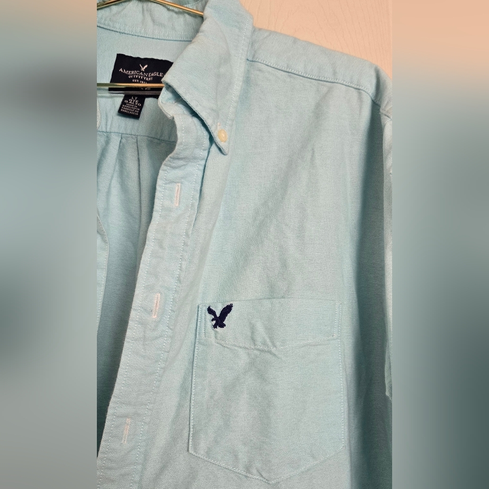 American Eagle Outfitters Light Blue Casual Button Down Long Sleeve Shirt - Picture 5 of 9